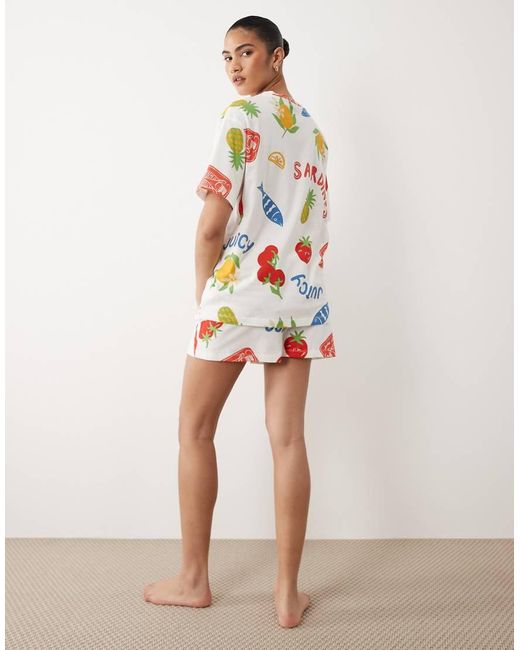 ASOS White Asos Design Maternity Oversized Tee & Short Set