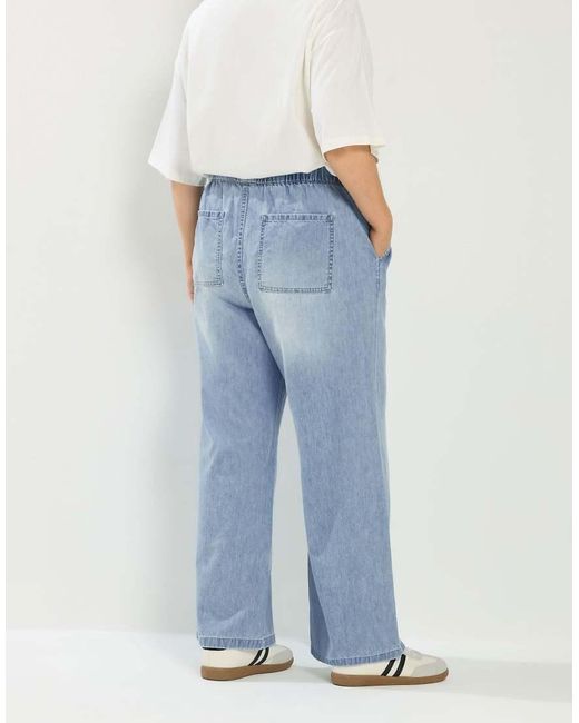 Yours Clothing Blue Drawstring Wide Leg Jeans