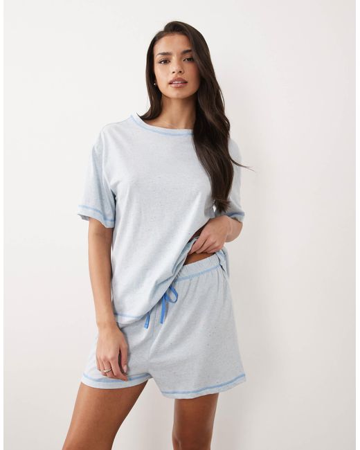 ASOS White – basic-pyjama aus oversize-t-shirt und shorts