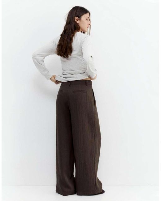 Pull&Bear White Darted Smart Trousers