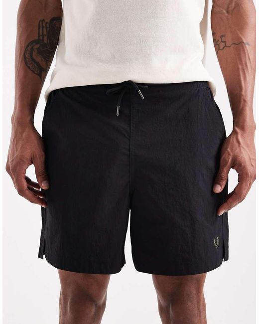 Fred Perry White Ripstop Taped Logo Drawstring Shorts for men