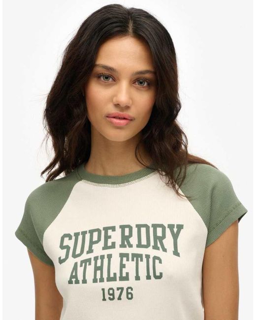 Superdry Blue Athletic Essentials Raglan Cap Sleeve T-Shirt