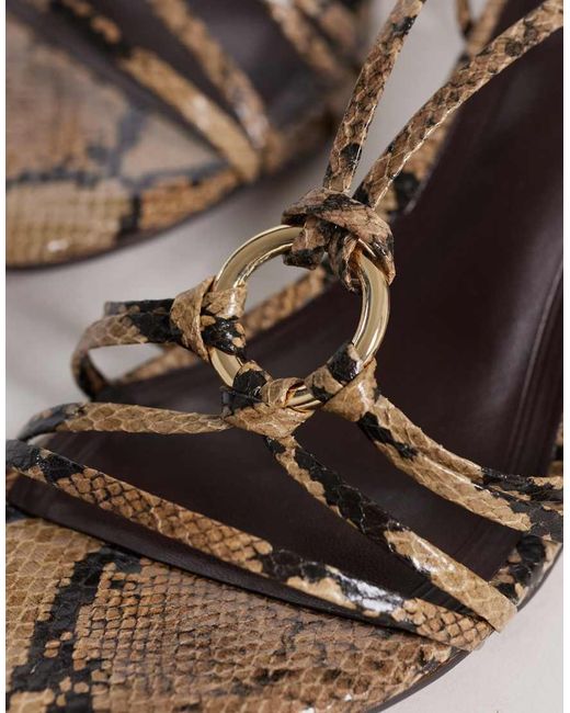 ASOS Metallic Hideaway Ring Detail Strappy Kitten Heeled Sandals