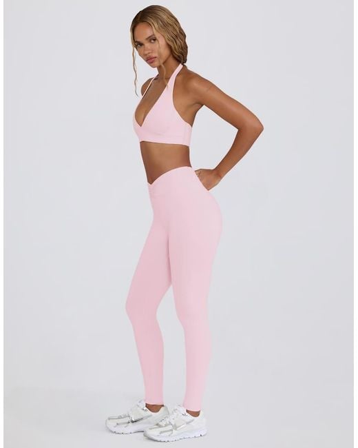 BO+TEE Pink Ruched Mid Rise Leggings