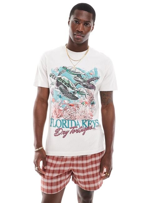 Abercrombie & Fitch White Florida Keys Print Relaxed Fit T-shirt for men
