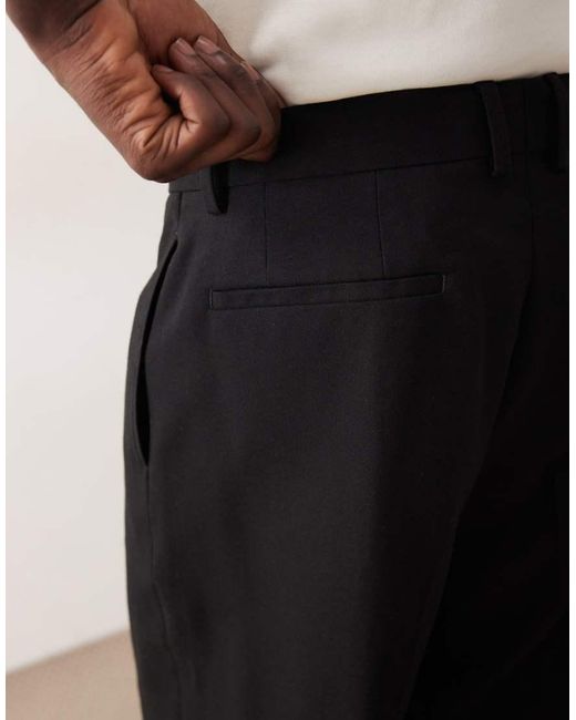 ASOS COLLECTIVE Natural Smart Relaxed Tapered Fit Wool Blend Pants for men