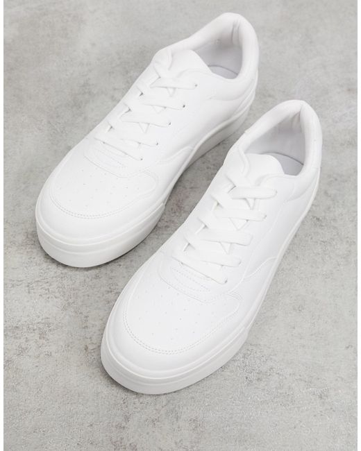 Bershka Flat Sole Sneakers In White For Men Lyst