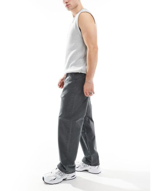 Jack & Jones Gray Alex baggy Fit Twill Trousers for men