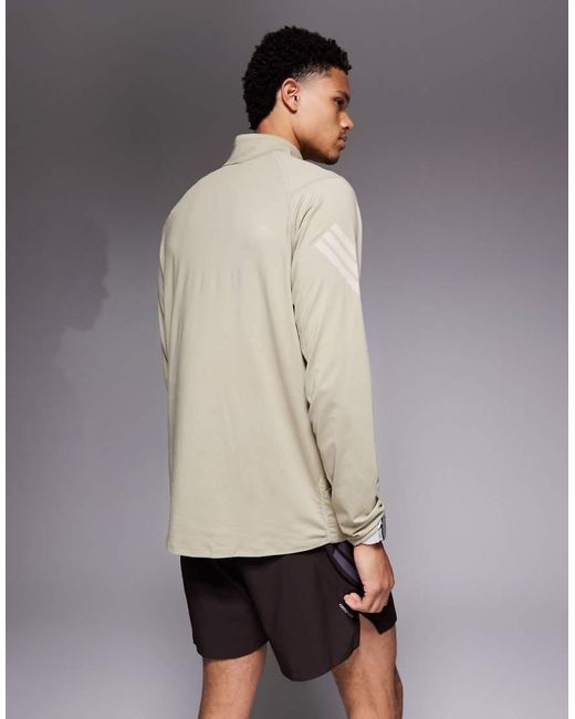 Adidas Originals Gray Adidas Running Adi365 1/4 Zip Top for men
