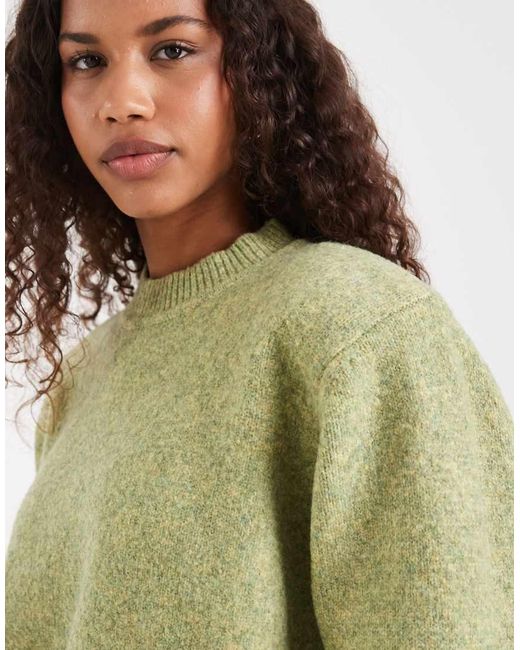 ASOS Green Drop Shoulder Pad Longline Sweater