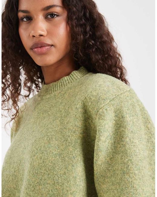 ASOS Green Drop Shoulder Pad Longline Sweater