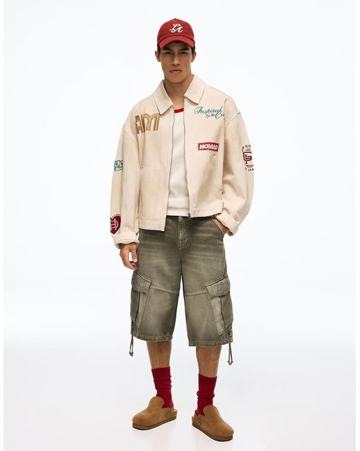 Bershka Natural Patched Jacket for men
