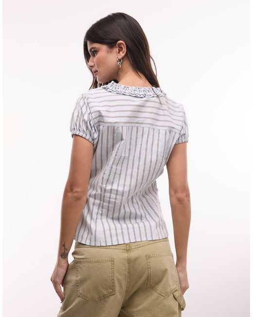 Collusion White Frill Detail Short Sleeve Blouse