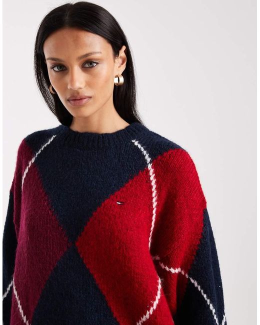 Tommy Hilfiger Red Argyle Jumper