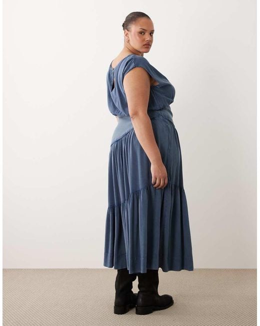 ASOS Blue Asos Design Curve Sleeveless Slash Neck Hybrid Maxi Dress