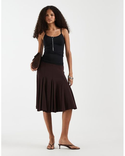 & Other Stories Black Ruffle Pleated Midi Skirt