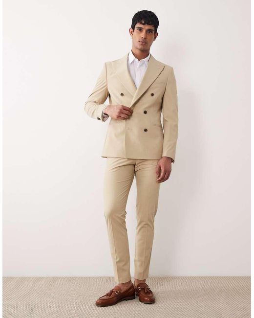 ASOS Natural Skinny Double-breasted Suit Jacket for men