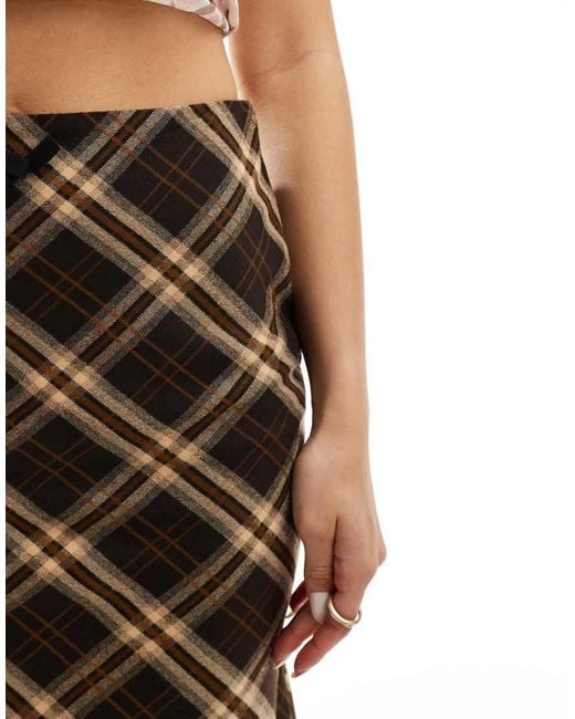 Minga Multicolor London Plaid Midi Skirt With Lingerie Bow