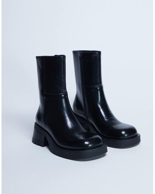 TOPSHOP Black Nina Chunky Heeled Ankle Boot