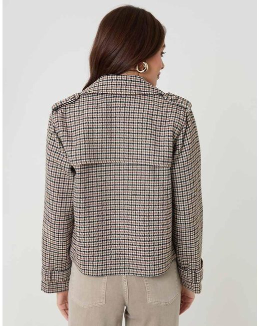 Threadbare Gray Check Faux Wool Cropped Jacket