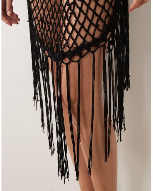 ASOS Natural Macrame Beach Mini Sundress