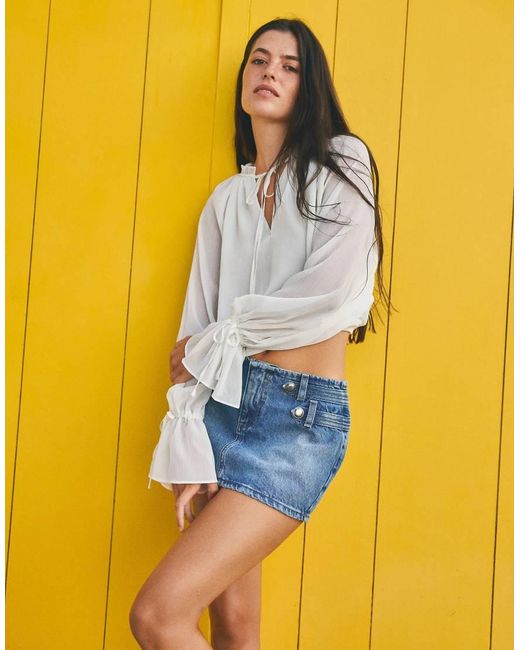 Bershka Yellow Denim Mini Skirt