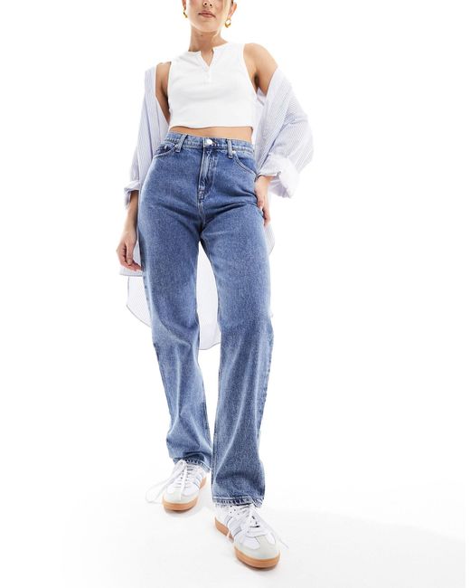 Julie - jean droit à taille haute - délavé moyen Tommy Hilfiger en coloris Blue