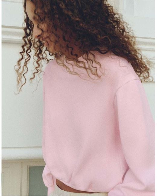 Pull&Bear Blue Cropped Round Neck Sweatshirt