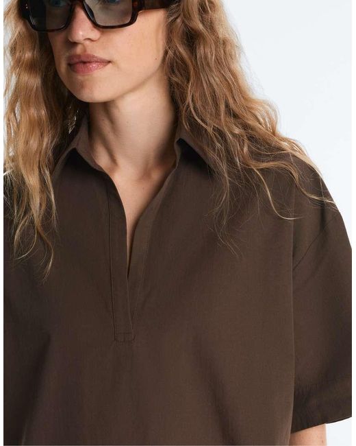 Oysho Brown 100% Cotton Polo Shirt