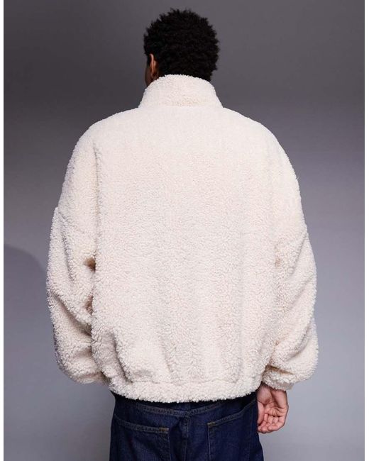 ASOS Extreem Oversized Sweatshirt Van Imitatiebont Met Korte Rits En Opstaande Boord in het Gray voor heren