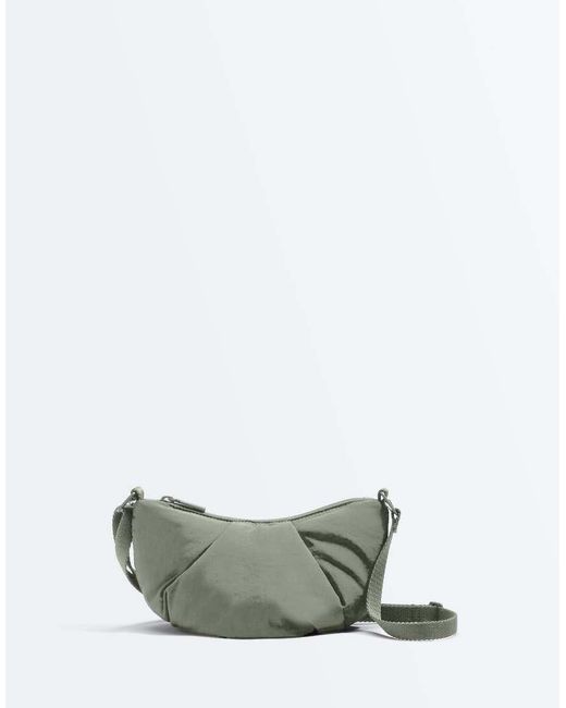 Oysho Gray Mini Quilted Crossbody Bag