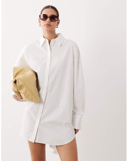 ASOS Natural Wide Cuff Mini Shirt Dress