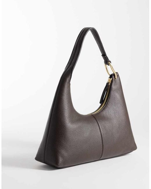 Calvin Klein Black Slouchy Leather Shoulder Bag With Details