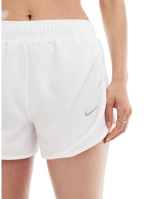Nike White Tempo Dri-fit Mid Rise 3 Inch Shorts