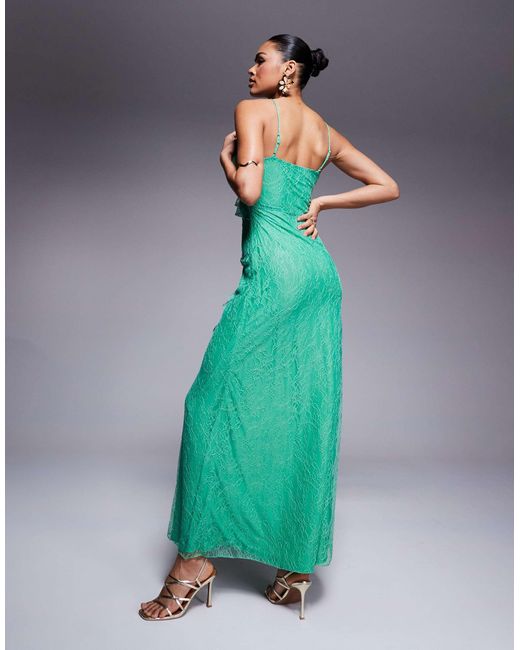 Forever New Green Ruffle Lace Maxi Dress