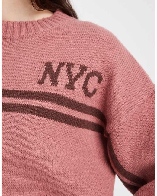 Daisy Street Pink Relaxed Fit Intarsia Knit Jumper