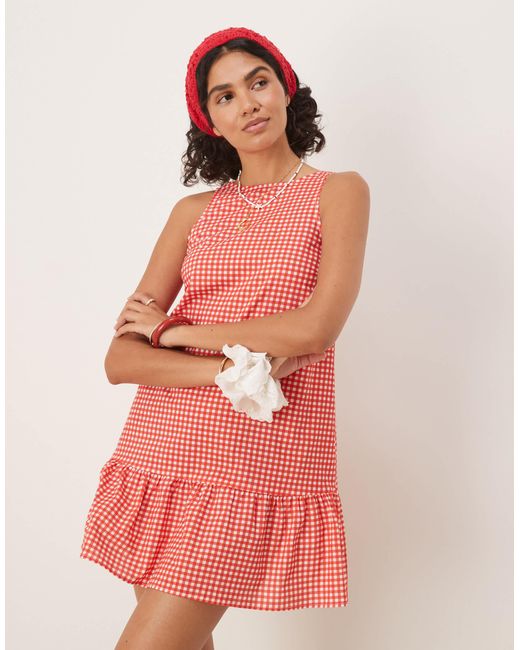 ASOS Red Dropped Waist Shift Mini Dress With Scoop Back