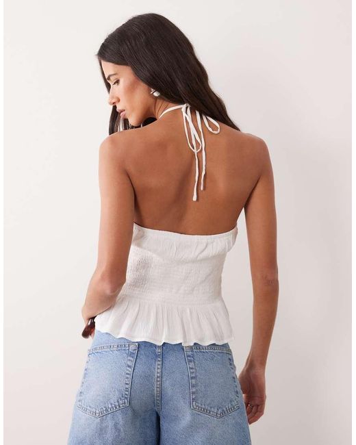 Mango White Teen Textured Halterneck Top