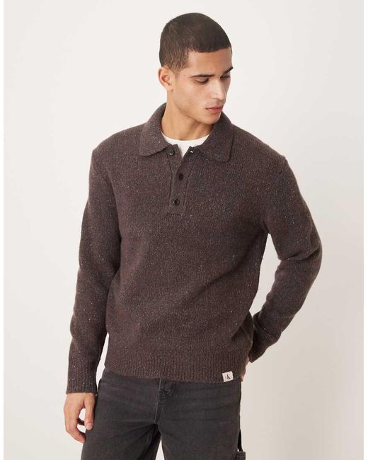 Calvin Klein Brown Polo Neck Knitted Jumper for men