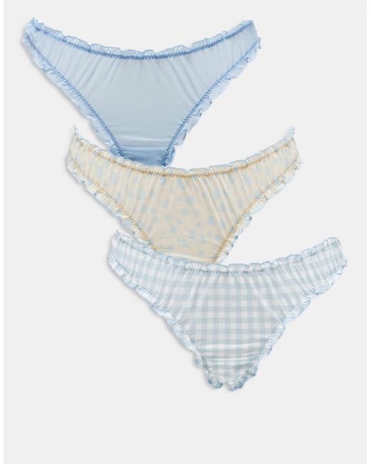 ASOS Blue – 3er-pack netzstoff-string im scrunchie-look