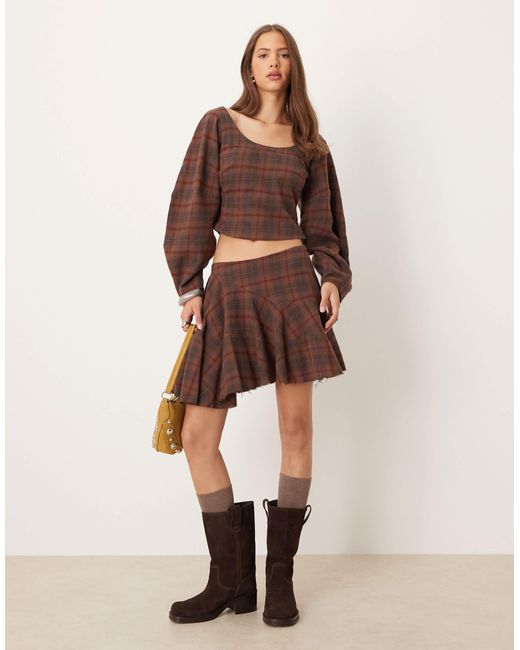 ASOS Brown Scoop Neck Cocoon Sleeve Top Set