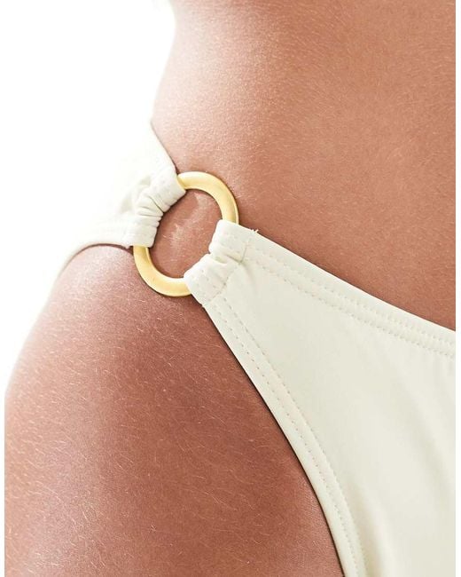 4th & Reckless White Gold Ring Detail High Leg Bikini Bottom Co-ord