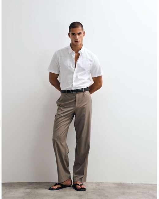 ASOS White Regular Fit Smart Linen Blend Shirt for men