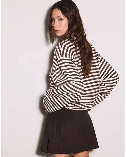 Stradivarius Brown Box Pleat Mini Skirt