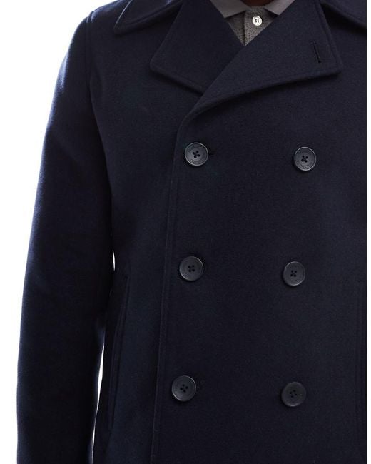 French Connection Blue French Connection Double Breasted Coat for men