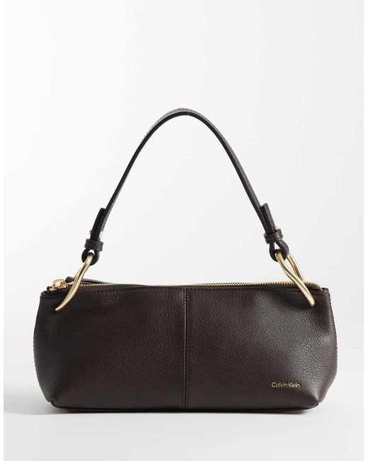 Calvin Klein Black Jeans Slouchy Leather Bag With Gold Hardware Details