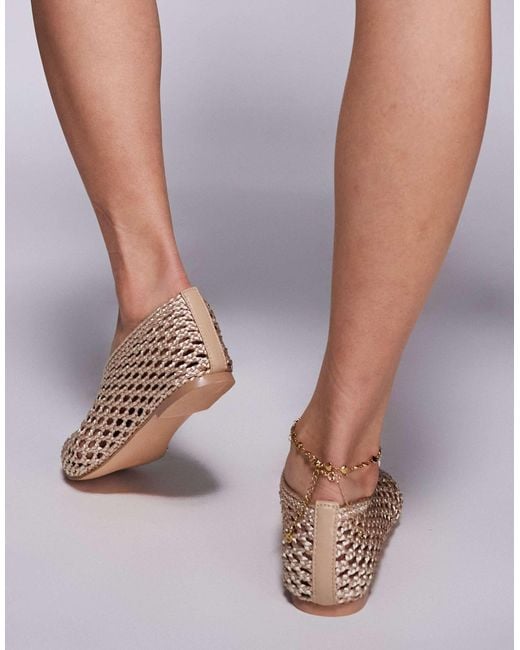 Public Desire Brown Dylan Woven Ballet Flats