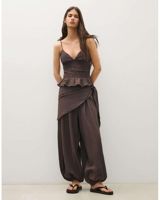 Bershka Black Smocked Strap Top