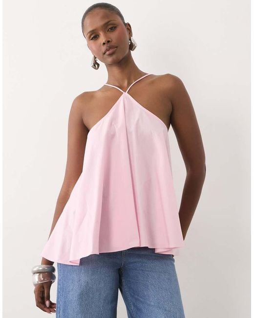 ASOS Pink Volume Halterneck Cami