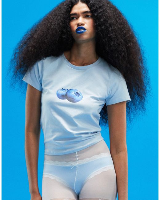 ASOS Blue – knapp geschnittenes t-shirt